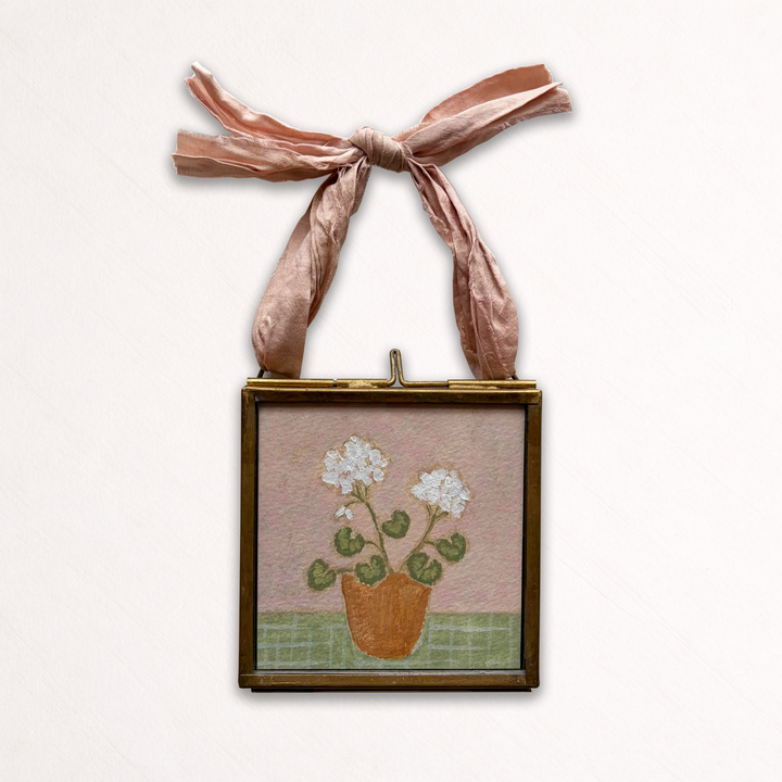 Geranium Framed Mini Painting - Blush